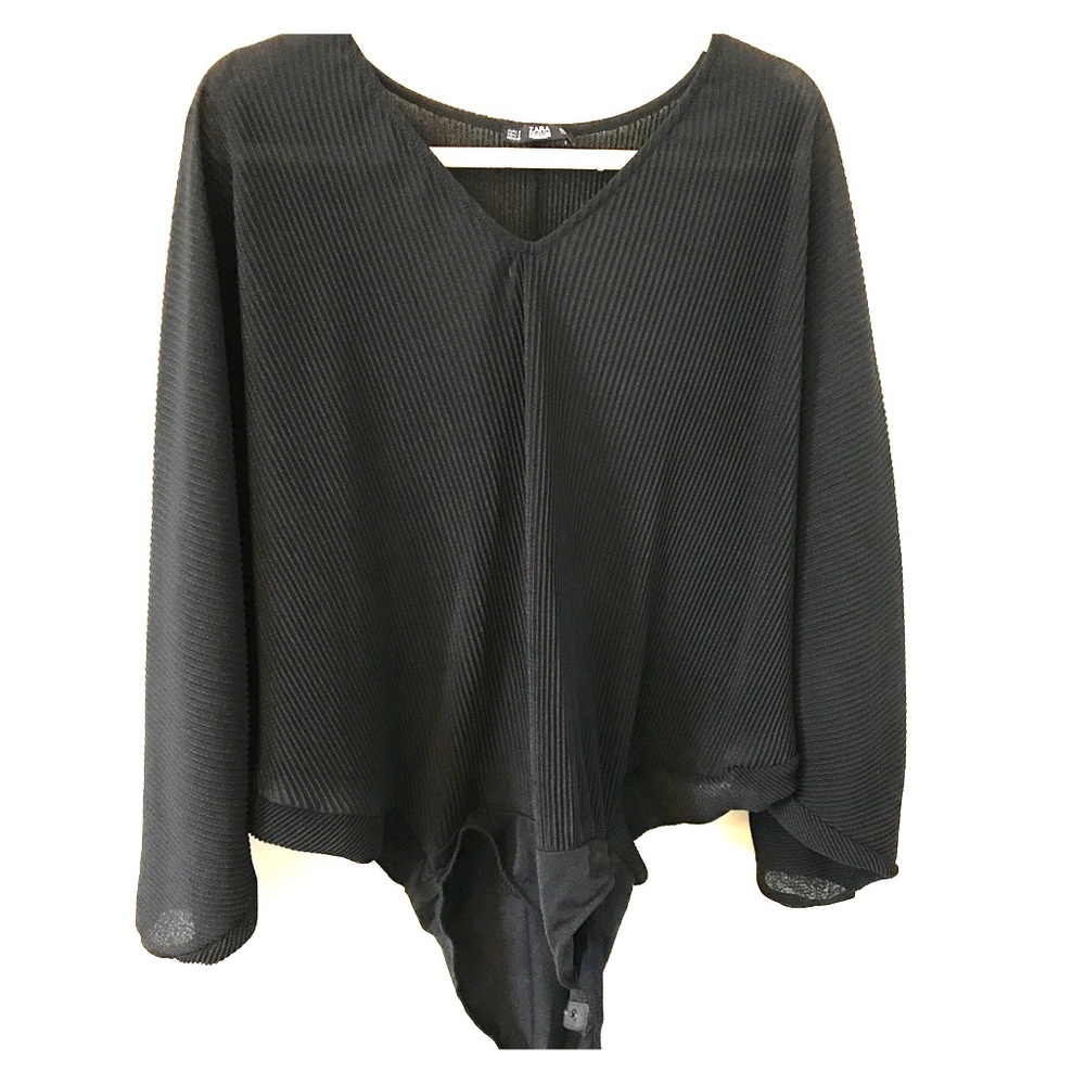 ZARA COLLECTION black long sleeve flowy bodysuit